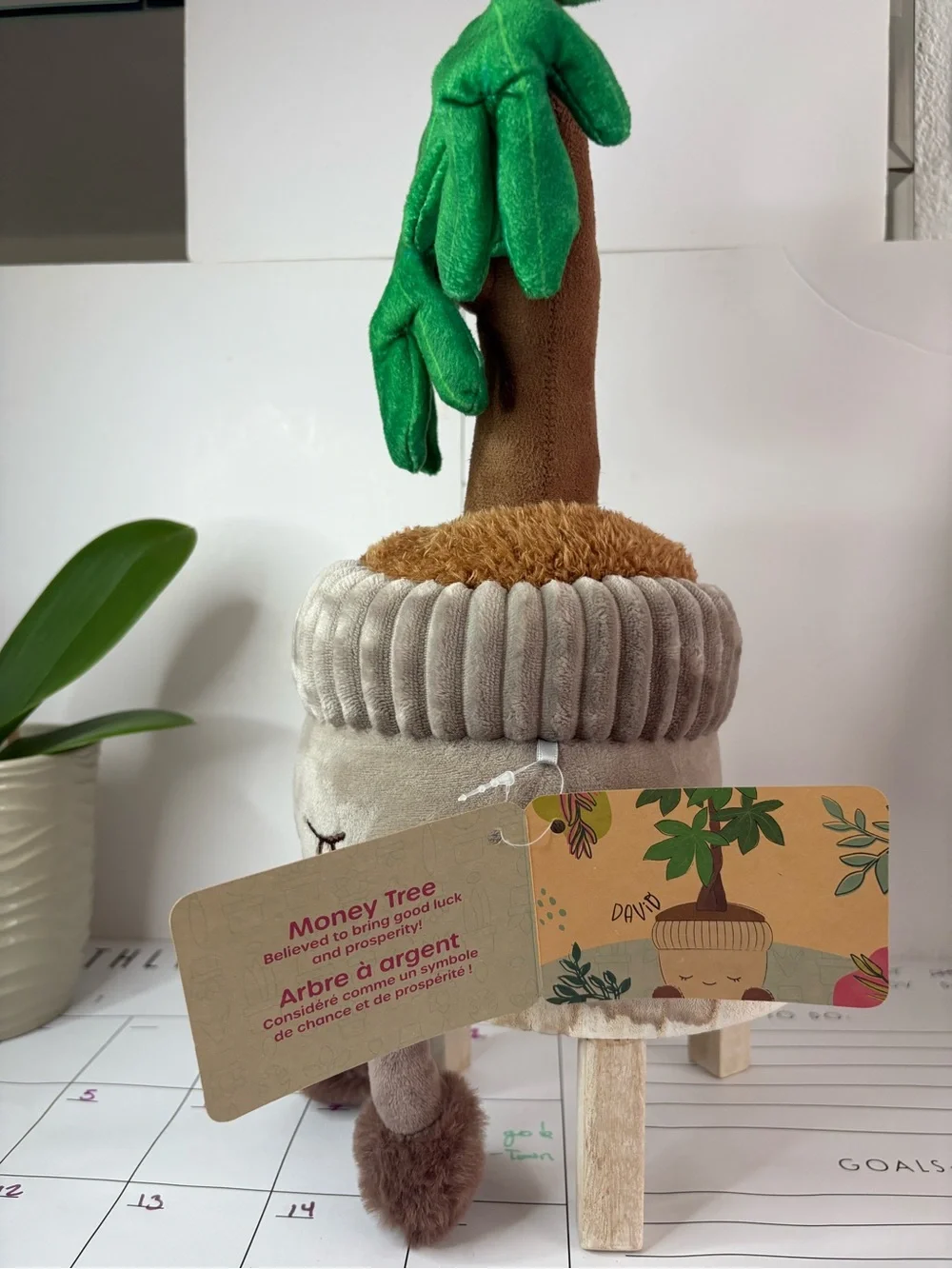 2 Plush Potted Plant Decorative Toy - Gray and Green